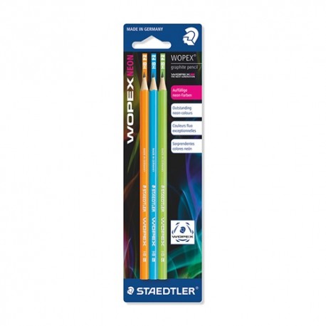 Grafitirón Staedtler Wopex Neon HB 3 db/bliszer (zöld, narancs, kék)