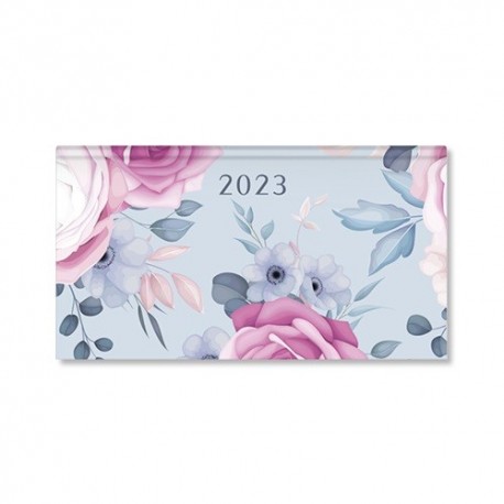 Határidőnapló Period Flowers Zsebnaptár fekvő Blue papír 2023