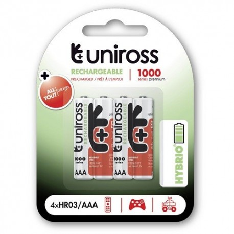 Elem Uniross tölthető-akkuelem 1000mAh Ni -HYBRIO AAA mikro 4 db/csomag